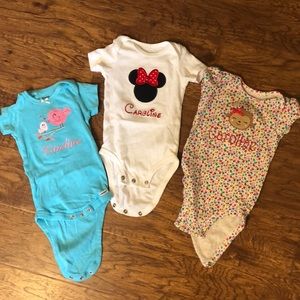 Caroline Monogrammed Onesies 3-6 mos